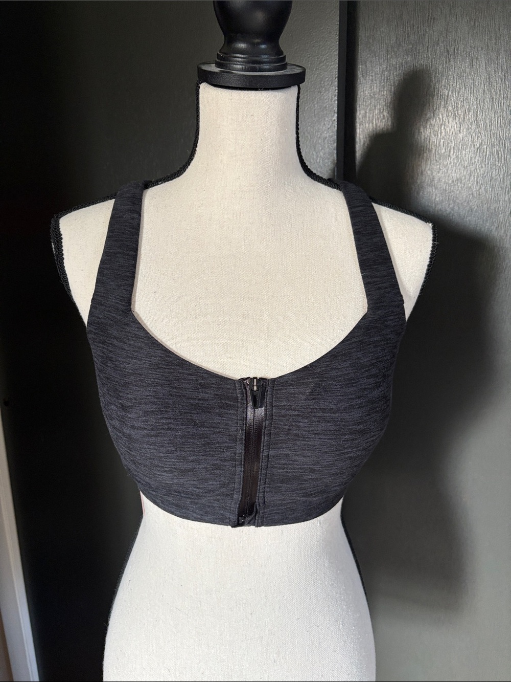 Victoria's Secret Charcoal Black Front-Zip Sports Bra